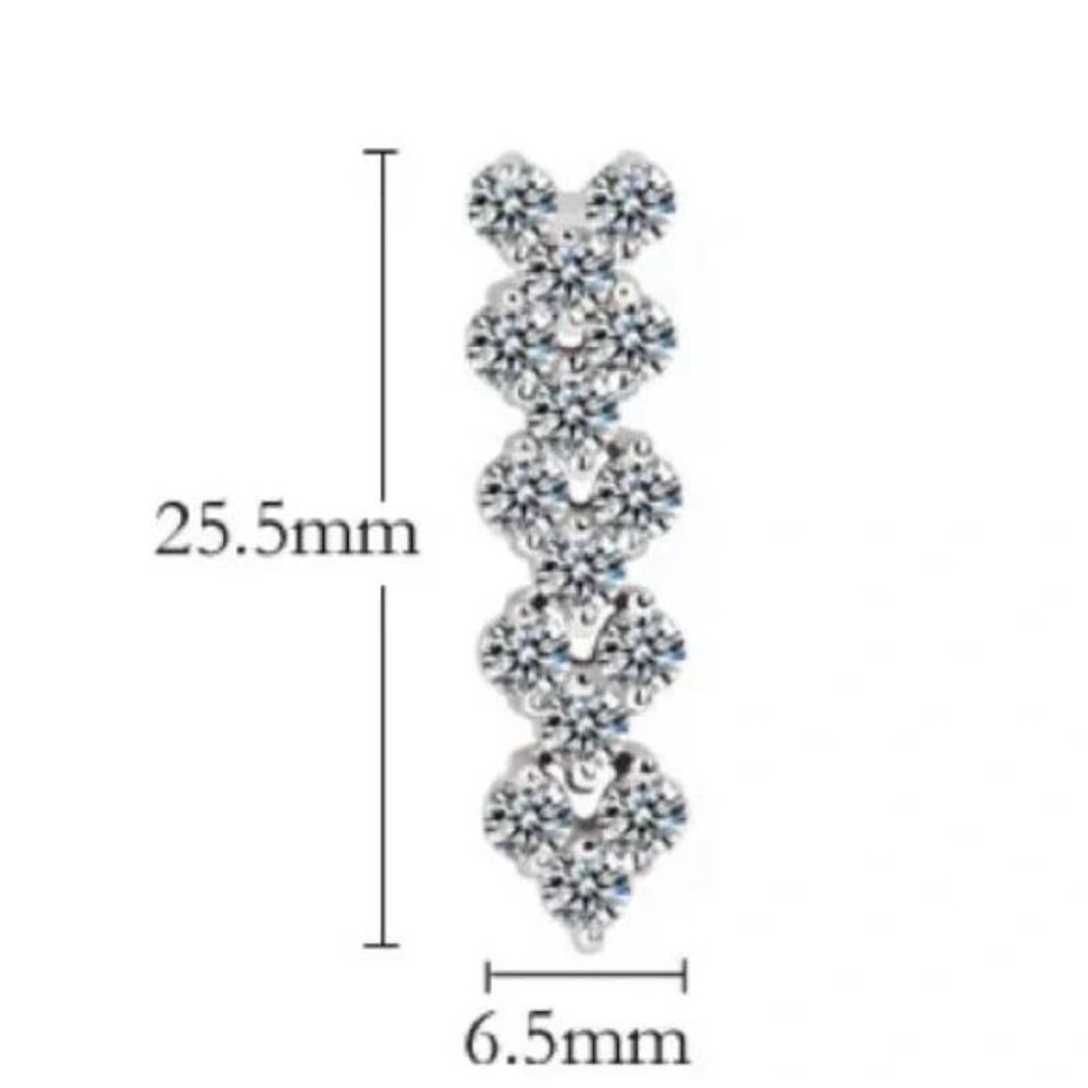 NEW STERLING SILVER DIAMOND LONG EARRINGS - Picture 4 of 4